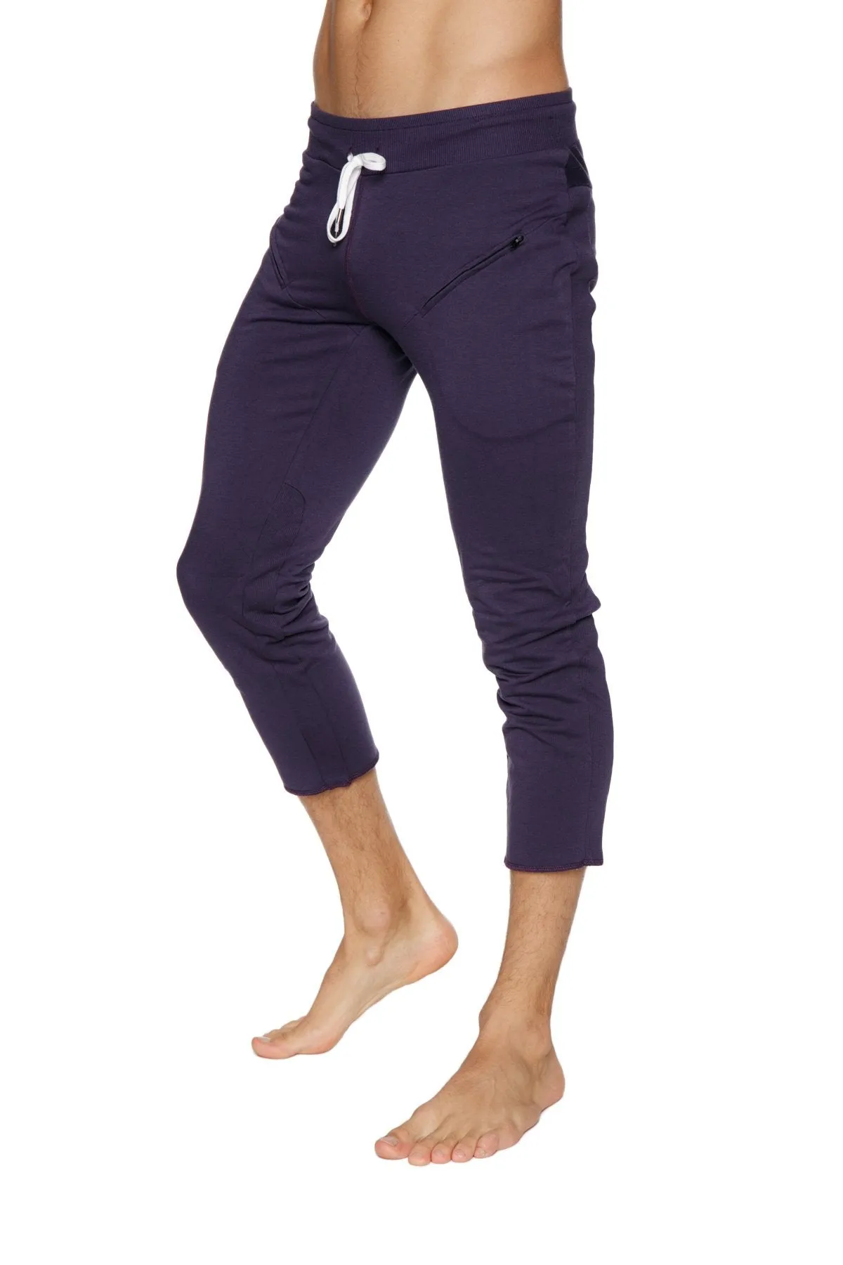 4/5 Zipper Pocket Capri Yoga Pants (Eggplant)