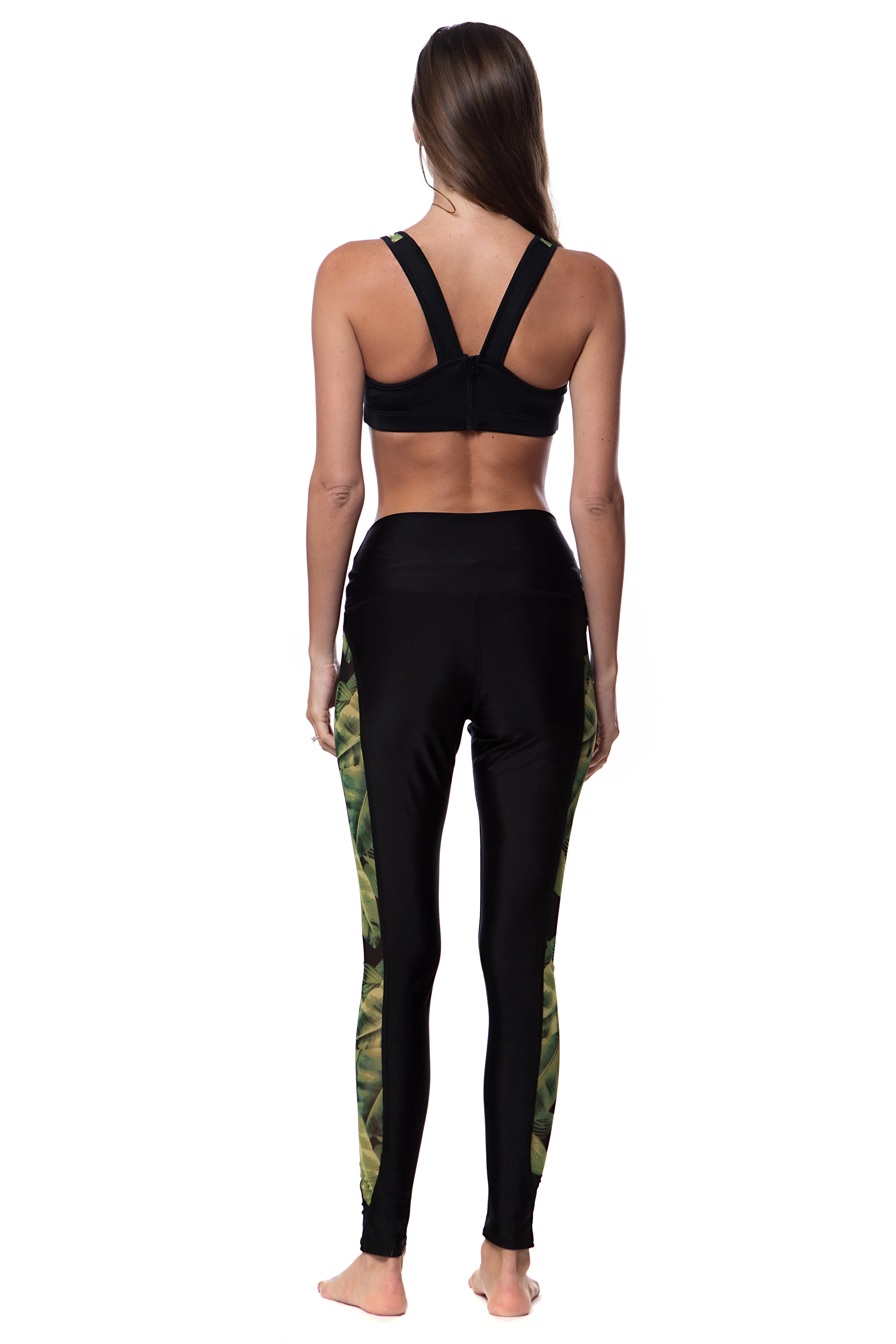 Active Leggings with Banana Leaf Mesh