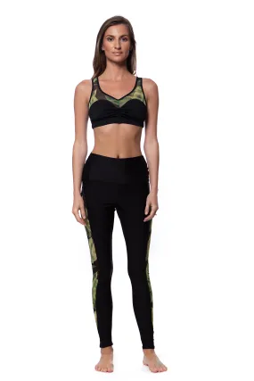 Active Leggings with Banana Leaf Mesh