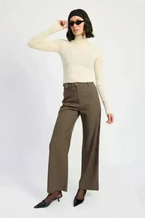 Adjustable Waist Band Buckle Dress Pants