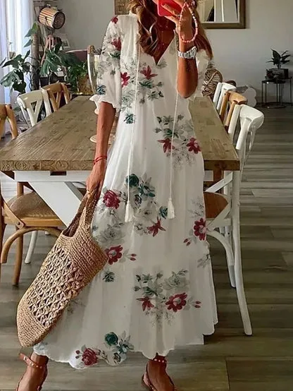 Angelica | Boho Maxi Dress with Belly Cover