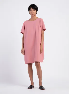 Annona Short Sleeve Pocket Mini Dress - Sunset Pink