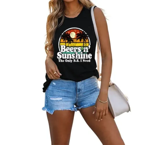 Beer and Sunshine Tank Tops The Only BS I Need is Beer N' Sunshine Summer Shirt