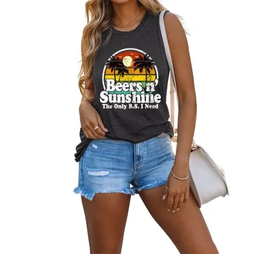 Beer and Sunshine Tank Tops The Only BS I Need is Beer N' Sunshine Summer Shirt