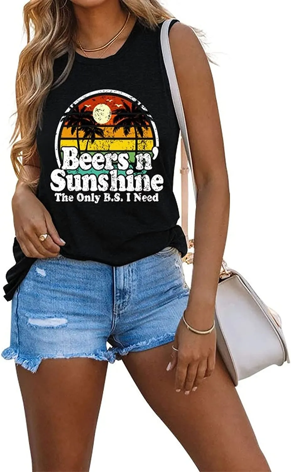 Beer and Sunshine Tank Tops The Only BS I Need is Beer N' Sunshine Summer Shirt