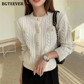 BGTEEVER Elegant Women O-neck Knitted Cardigans