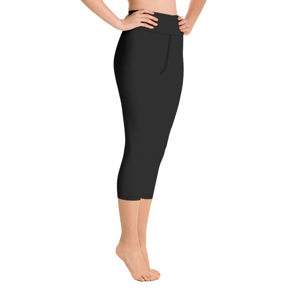 Black solid color capri pants for woman, lioness-love