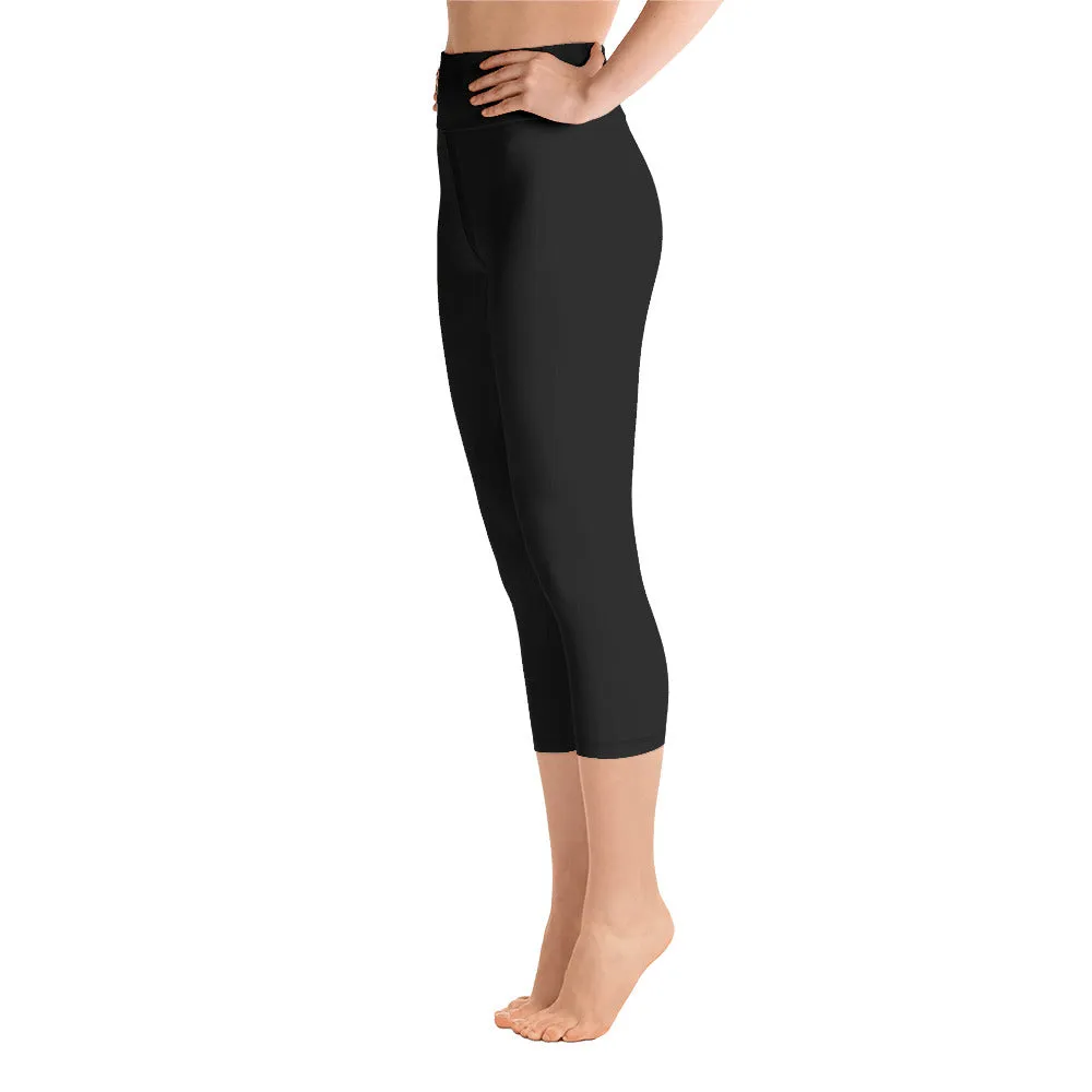 Black solid color capri pants for woman, lioness-love