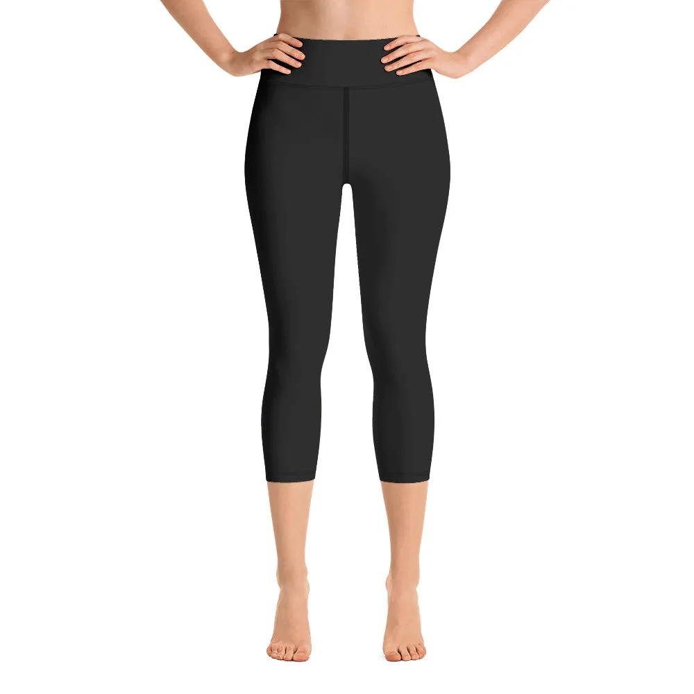 Black solid color capri pants for woman, lioness-love