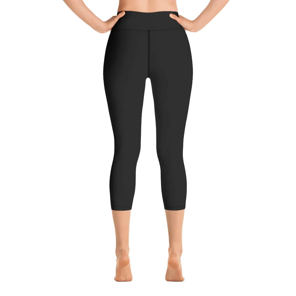 Black solid color capri pants for woman, lioness-love