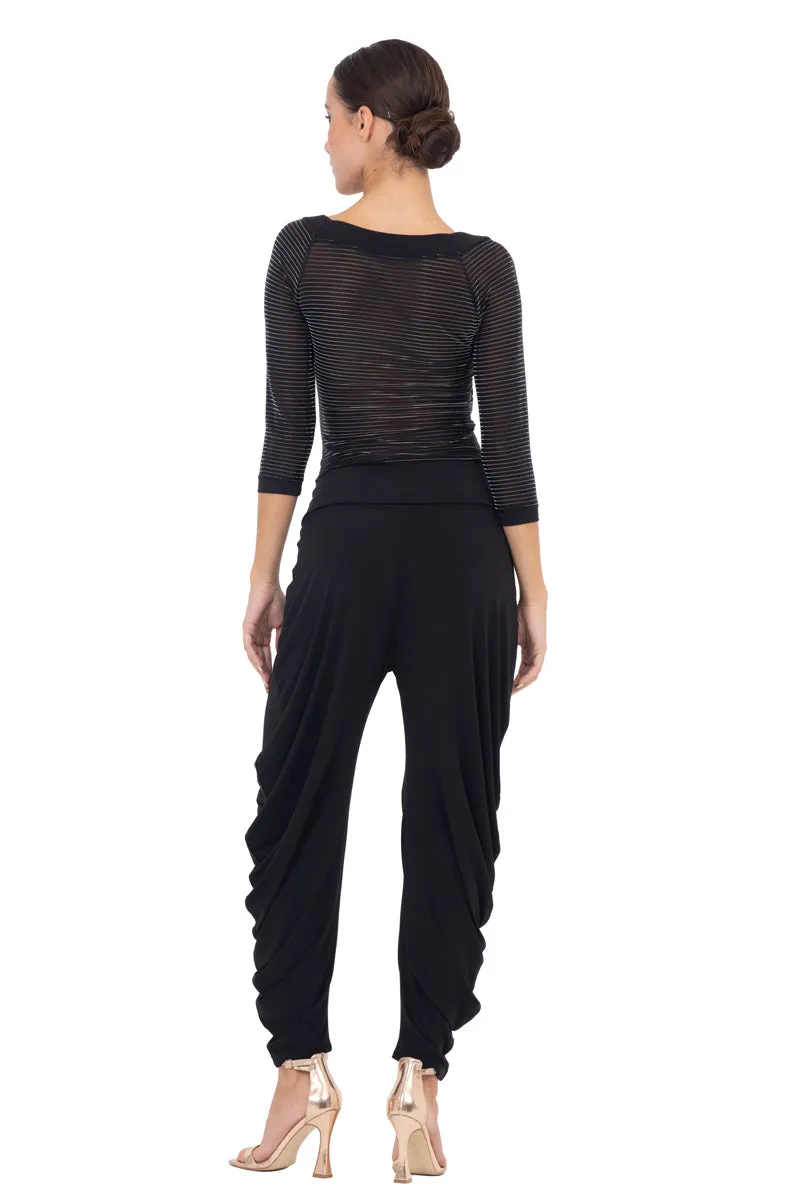 Black Top With Lamé Mesh Back And Sleeves