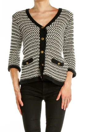 Black White Knit Cardigan