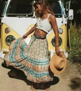 Boho Mama floral peacock skirt