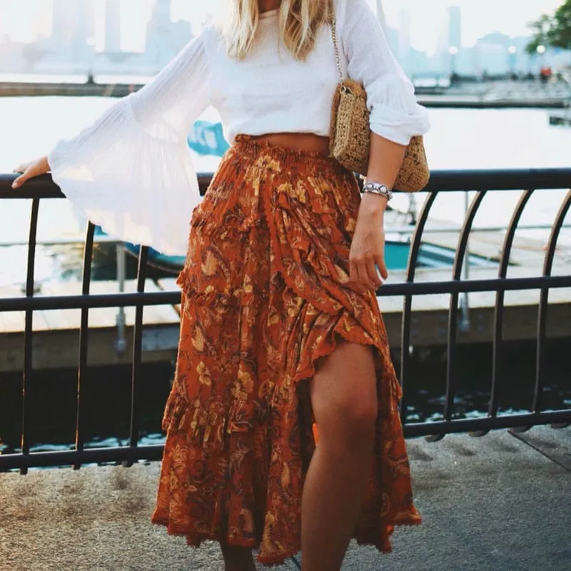 Boho Mama orange ruffle shirt