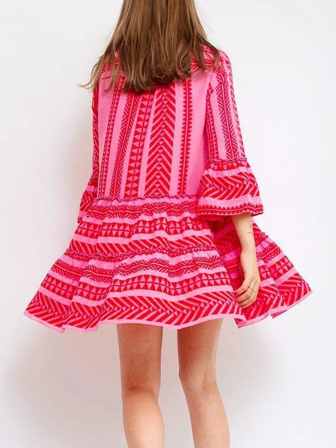 Boho Printed Tribal Bell Sleeve Dresses