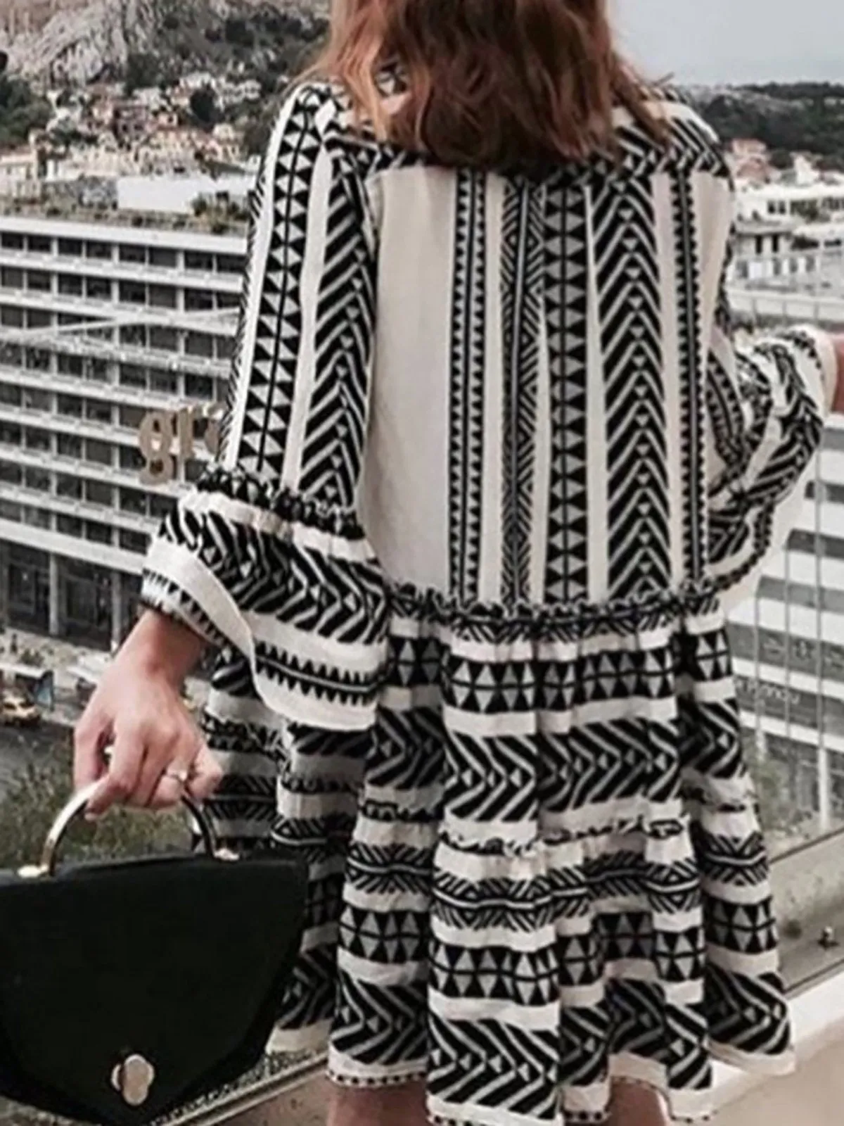 Boho Printed Tribal Bell Sleeve Dresses