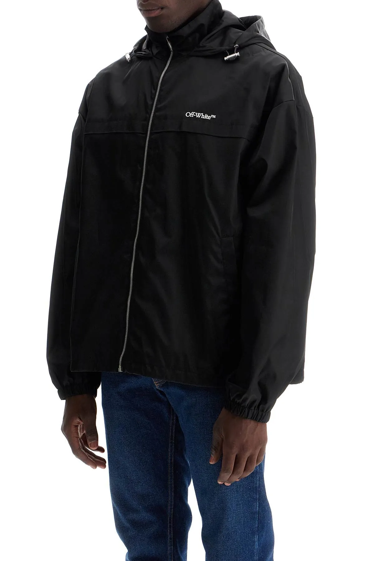 boxy windbreaker jacket with hood