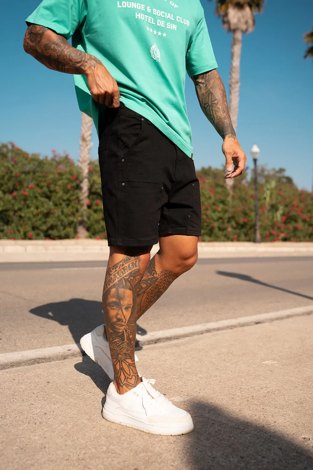 Carpenter Denim Shorts - Black