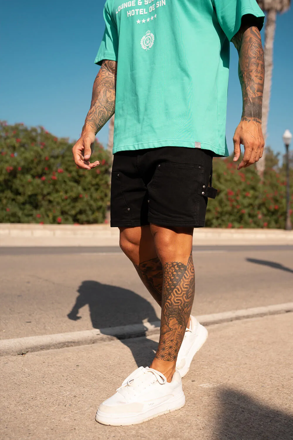 Carpenter Denim Shorts - Black