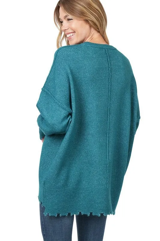 Distressed Melange Oversized Sweater