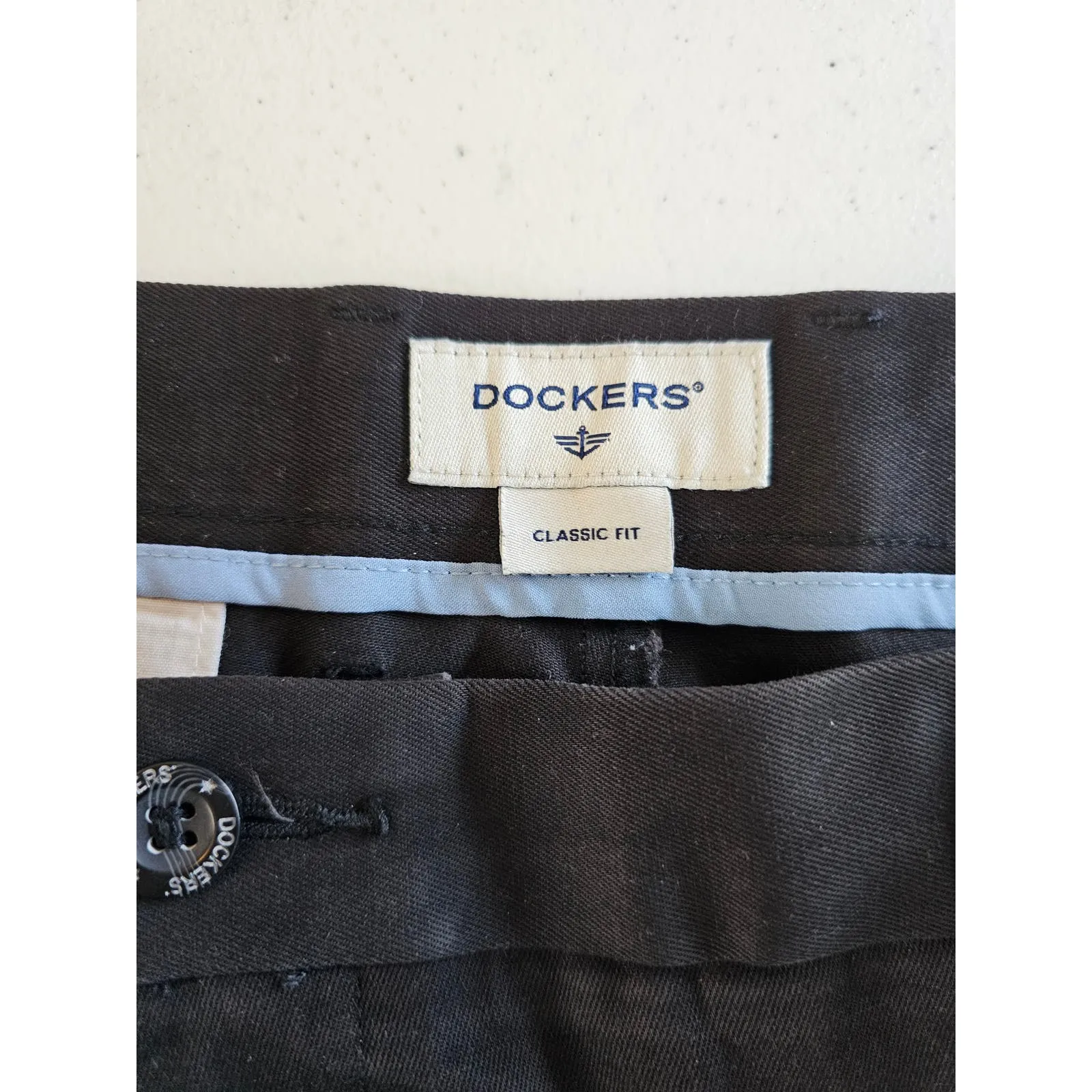 Dockers Classic Fit Mens Sz 38x31 Dress Pants Cotton Blend Black Flat Front