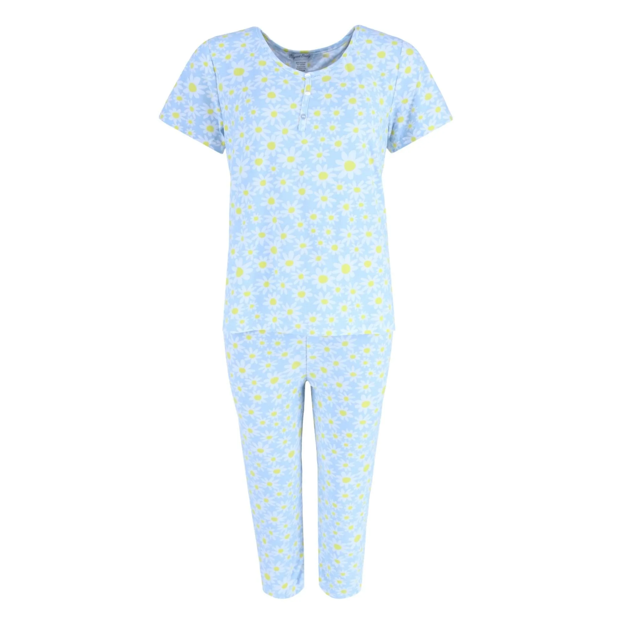 Elegant Emily Women's Tiny Daisy Capri Pajama Set