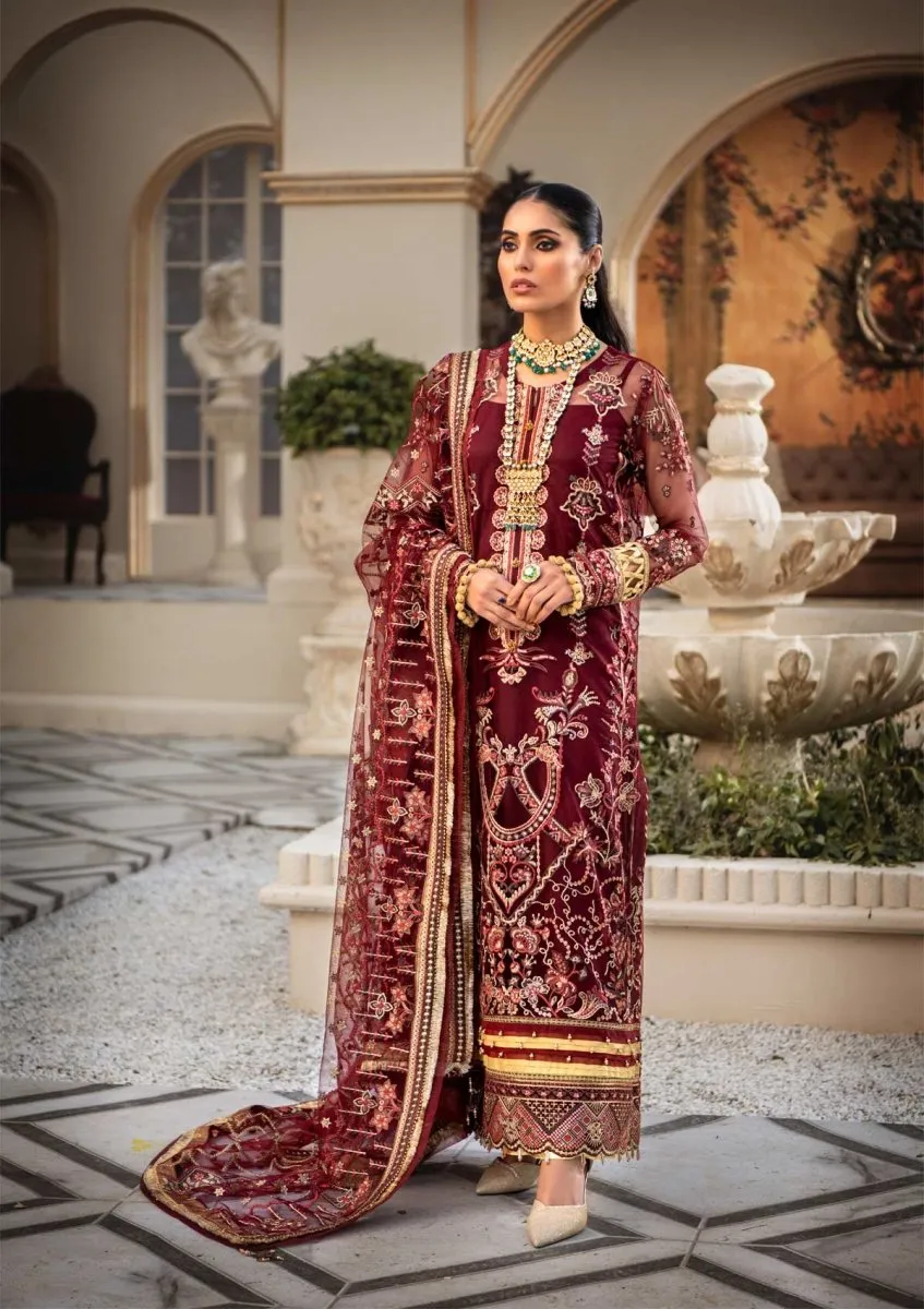 Elegant Pakistani Long Dress in Iconic Red Shade #PF451