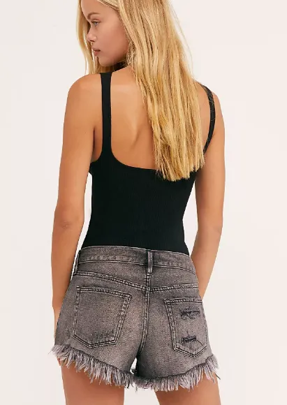 Free People Loving Good Vibrations Cutoffs | Sulphor Black