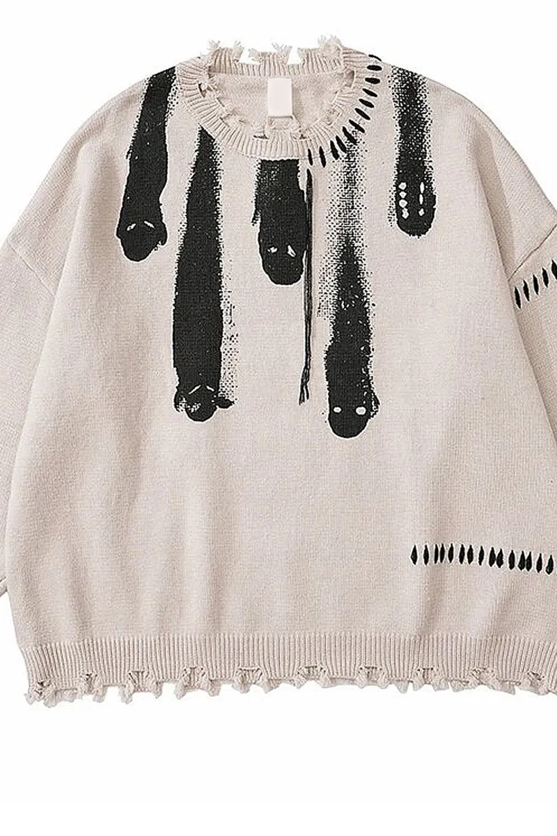 Ghosts distressed knitted sweater