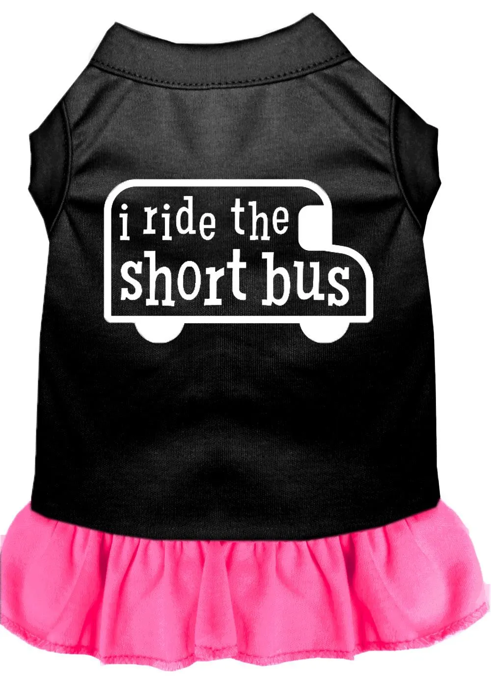 I Ride The Short Bus Screen Print Dress Black With Bright Pink Med (12)