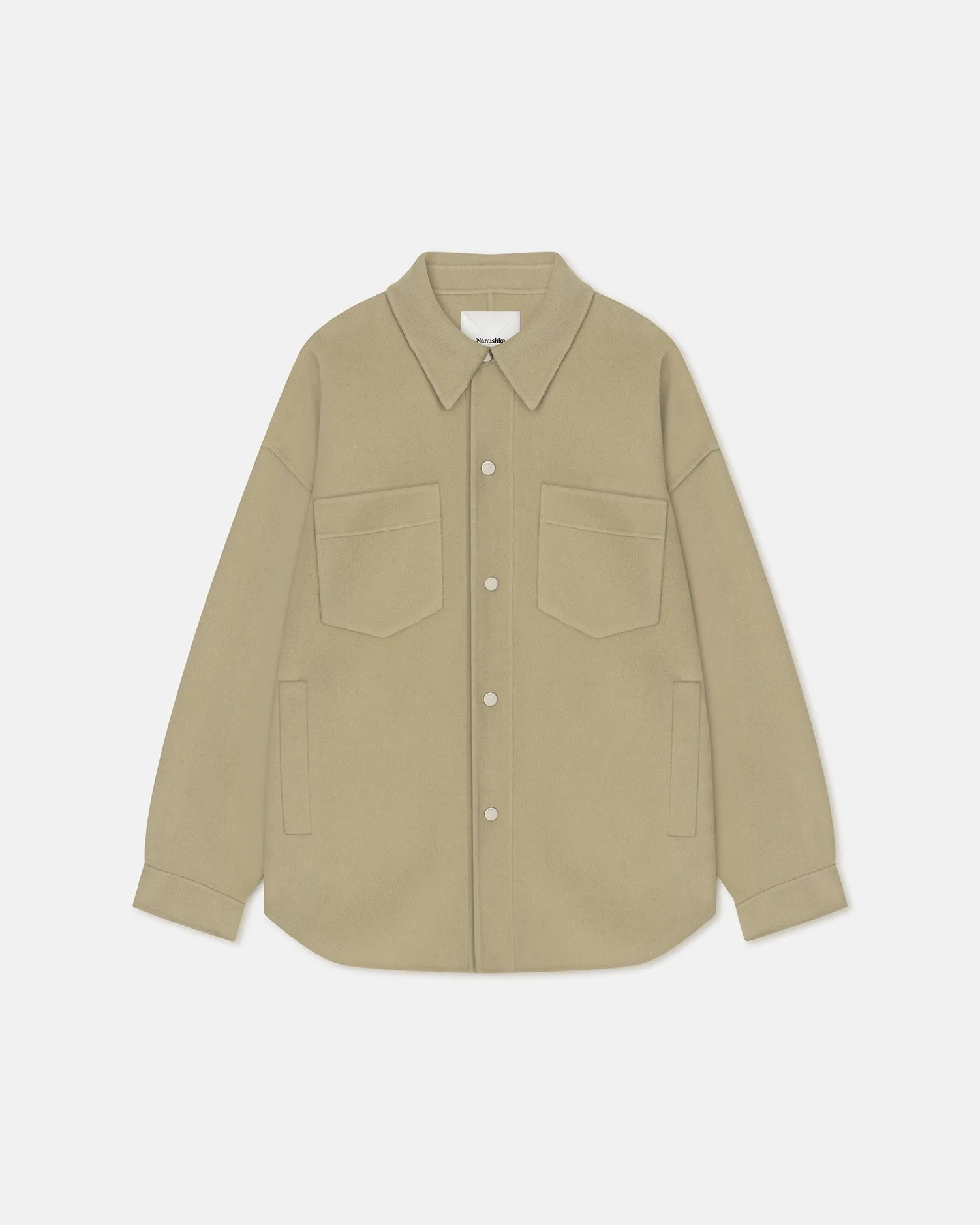 Martin - Double Wool And Silk Blend Overshirt - Pale Olive