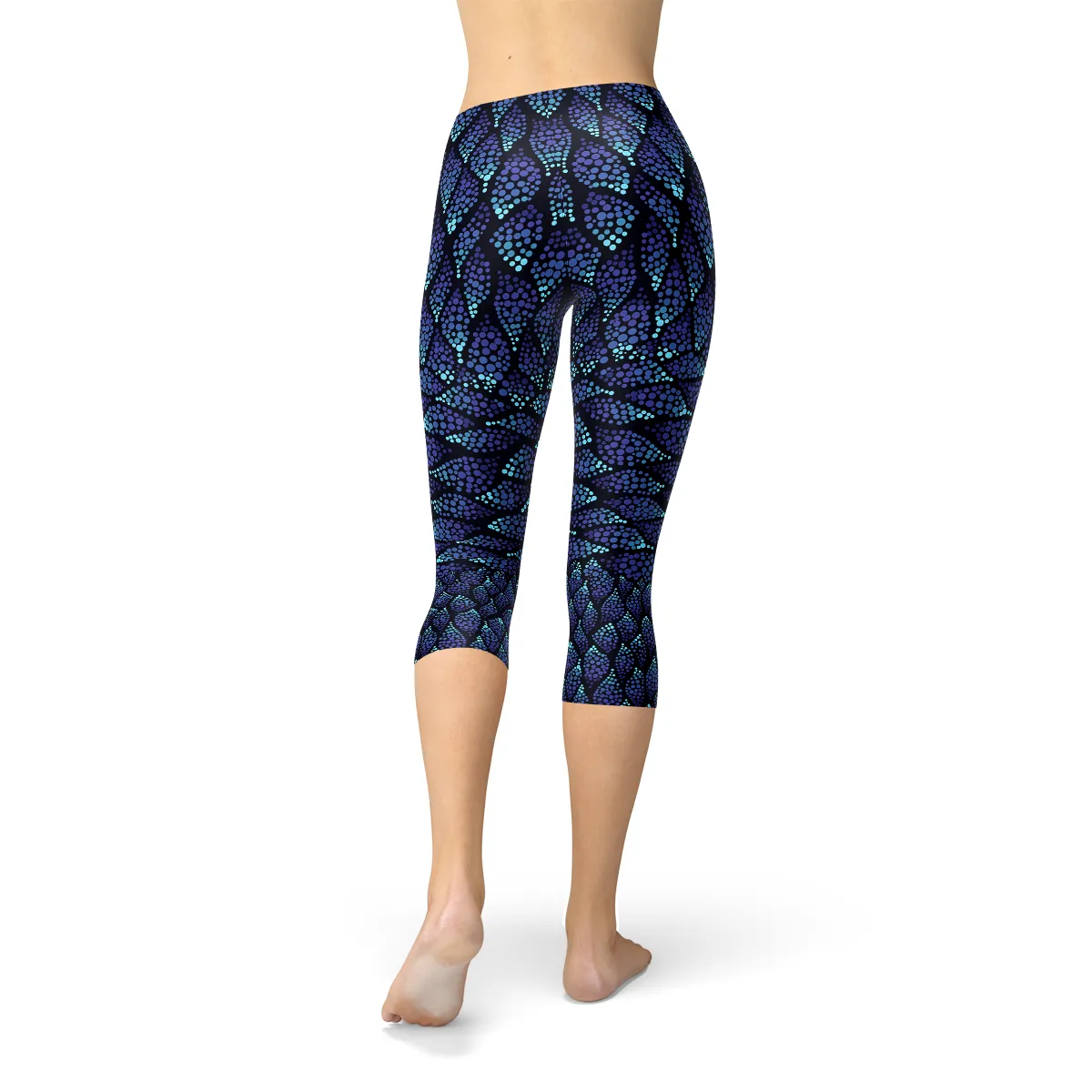 Mermaid Magic Blue Capri Leggings for Women