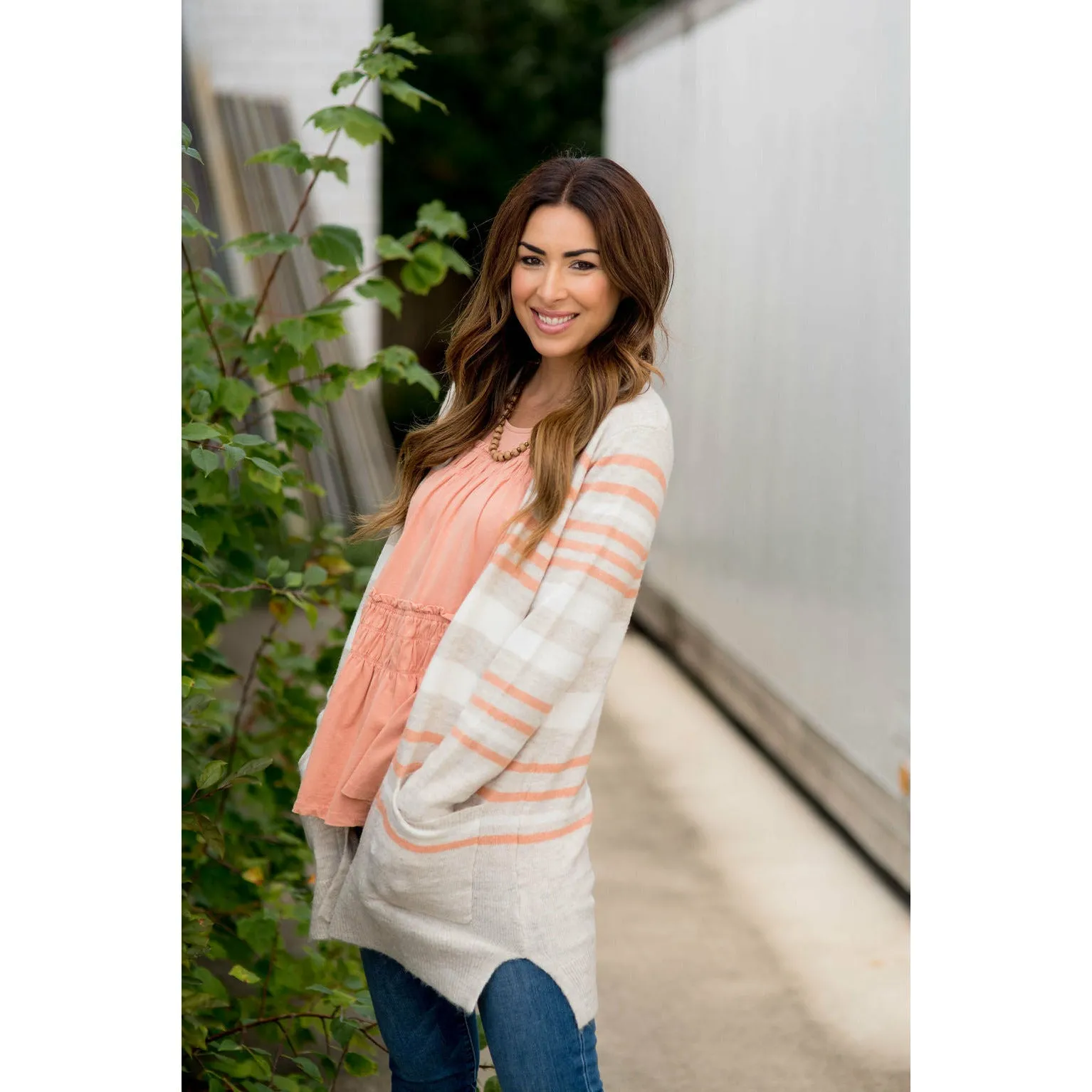 Oatmeal Striped Cardigan