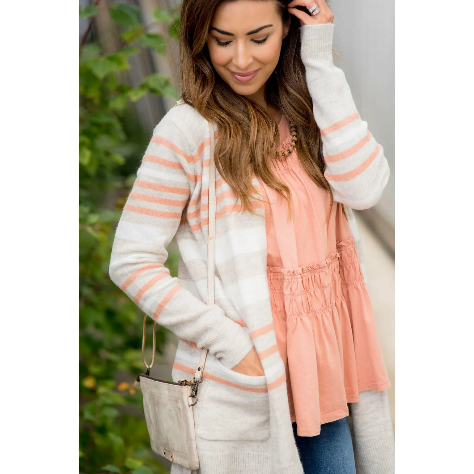 Oatmeal Striped Cardigan