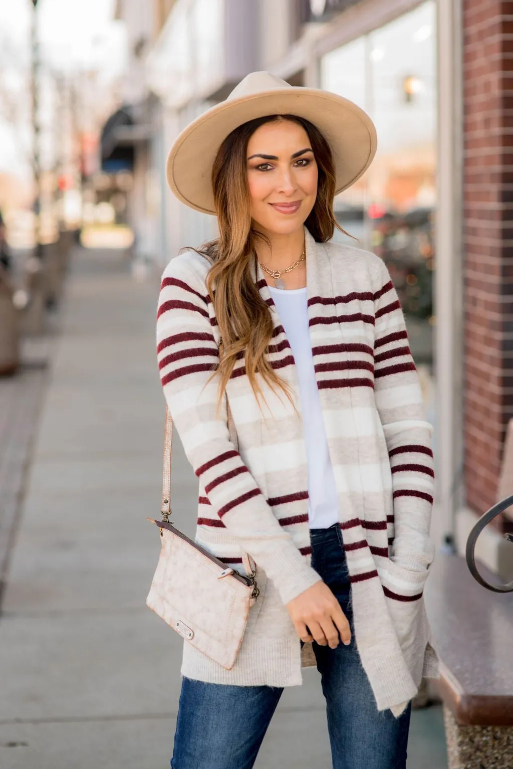 Oatmeal Striped Cardigan