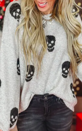 Oversized Skull Soft Sweater Top