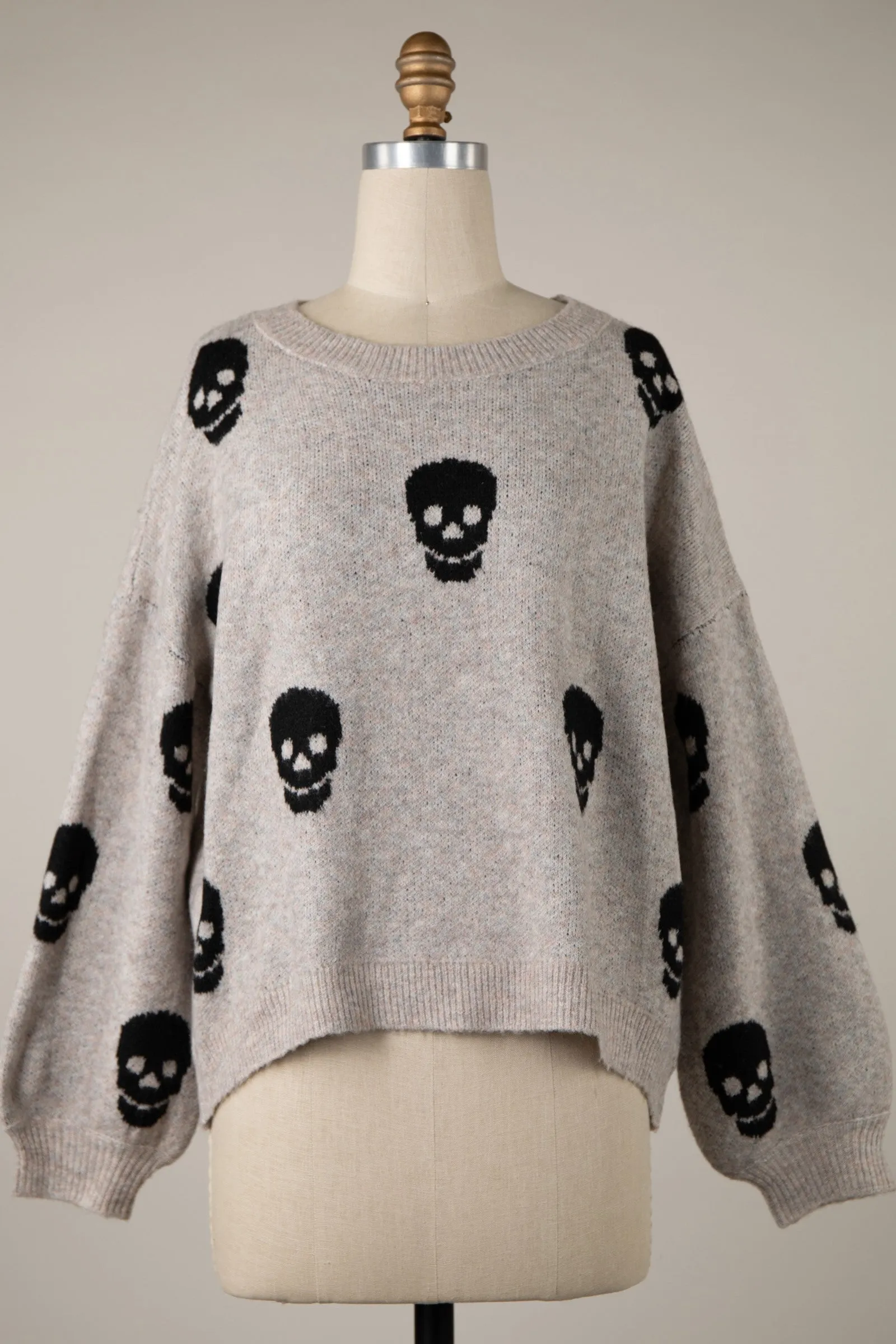 Oversized Skull Soft Sweater Top