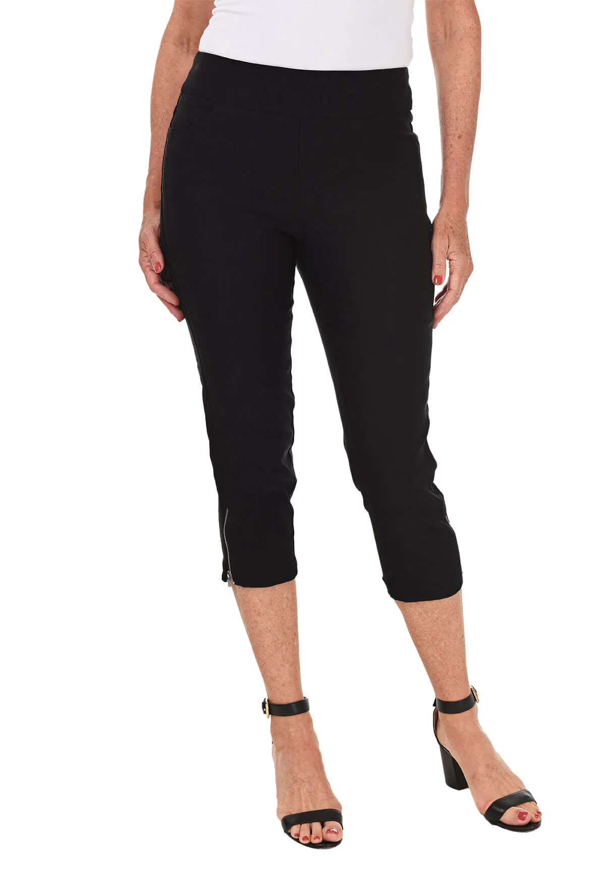 Petite Pull-On Zip Side Stretch Capri