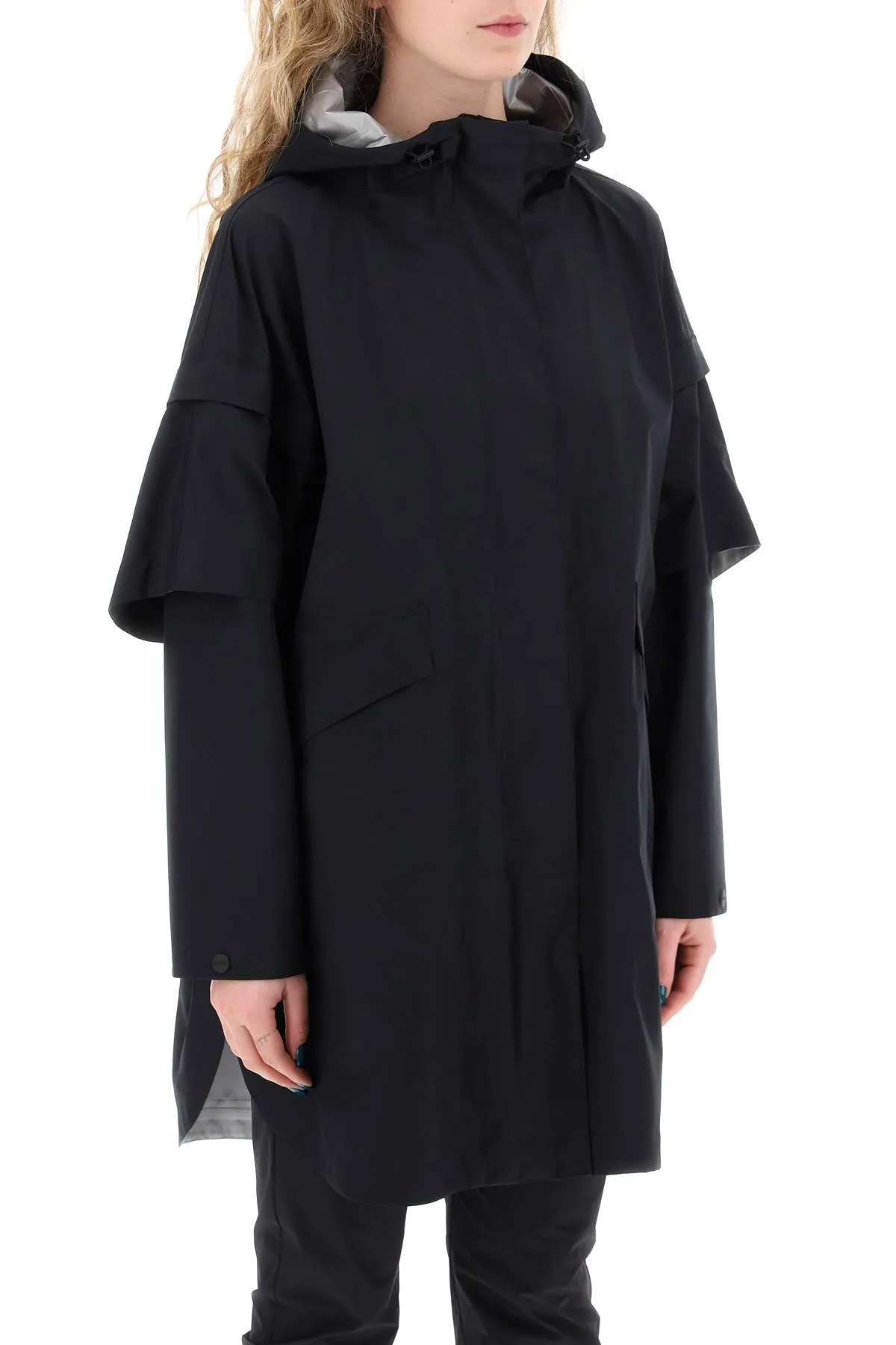 "removable sleeve cape coat