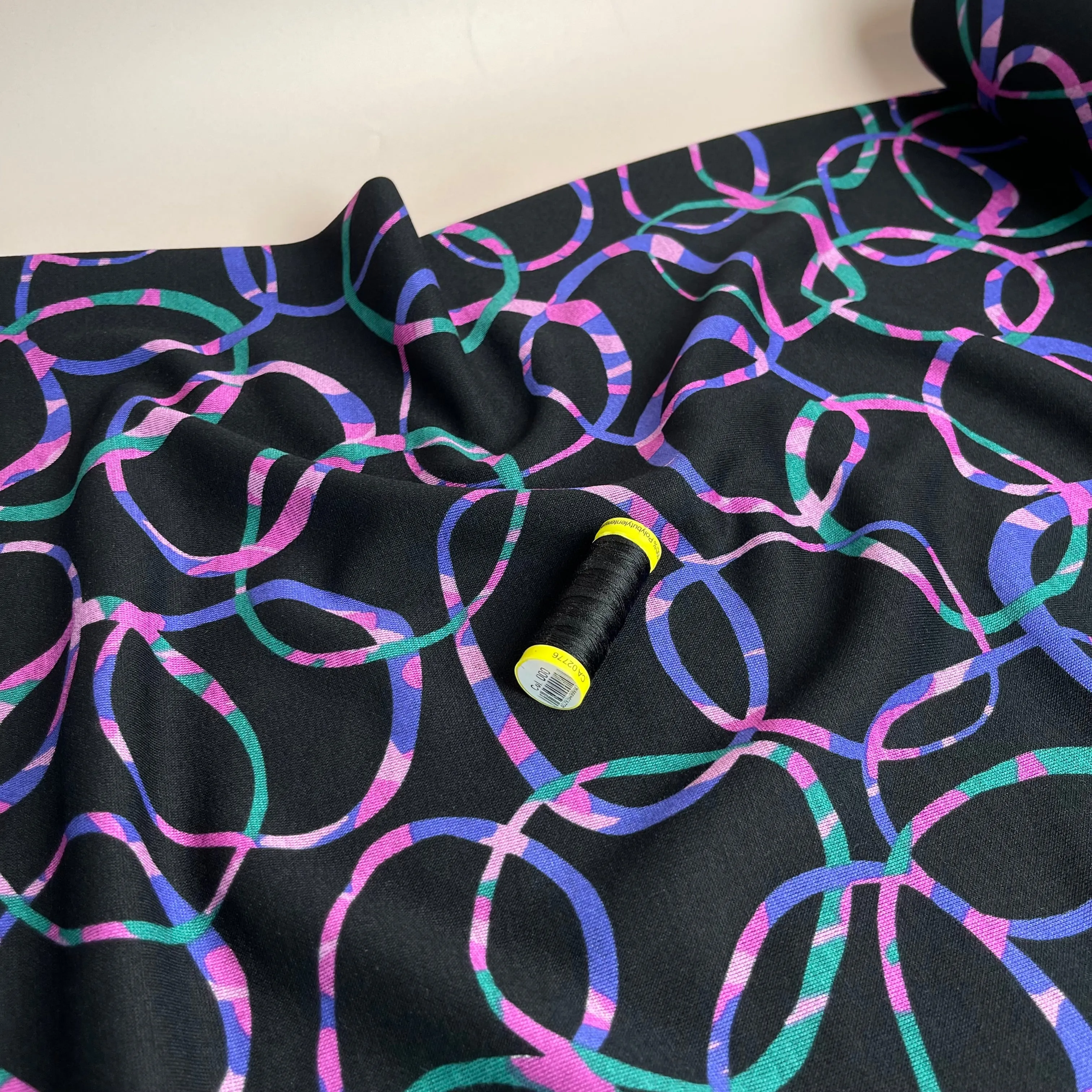 Rainbow Loops Soft Ponte Interlock Jersey Fabric