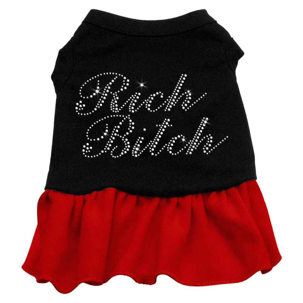 Rhinestone Rich Bitch Dress  Black with Red XXXL (20)