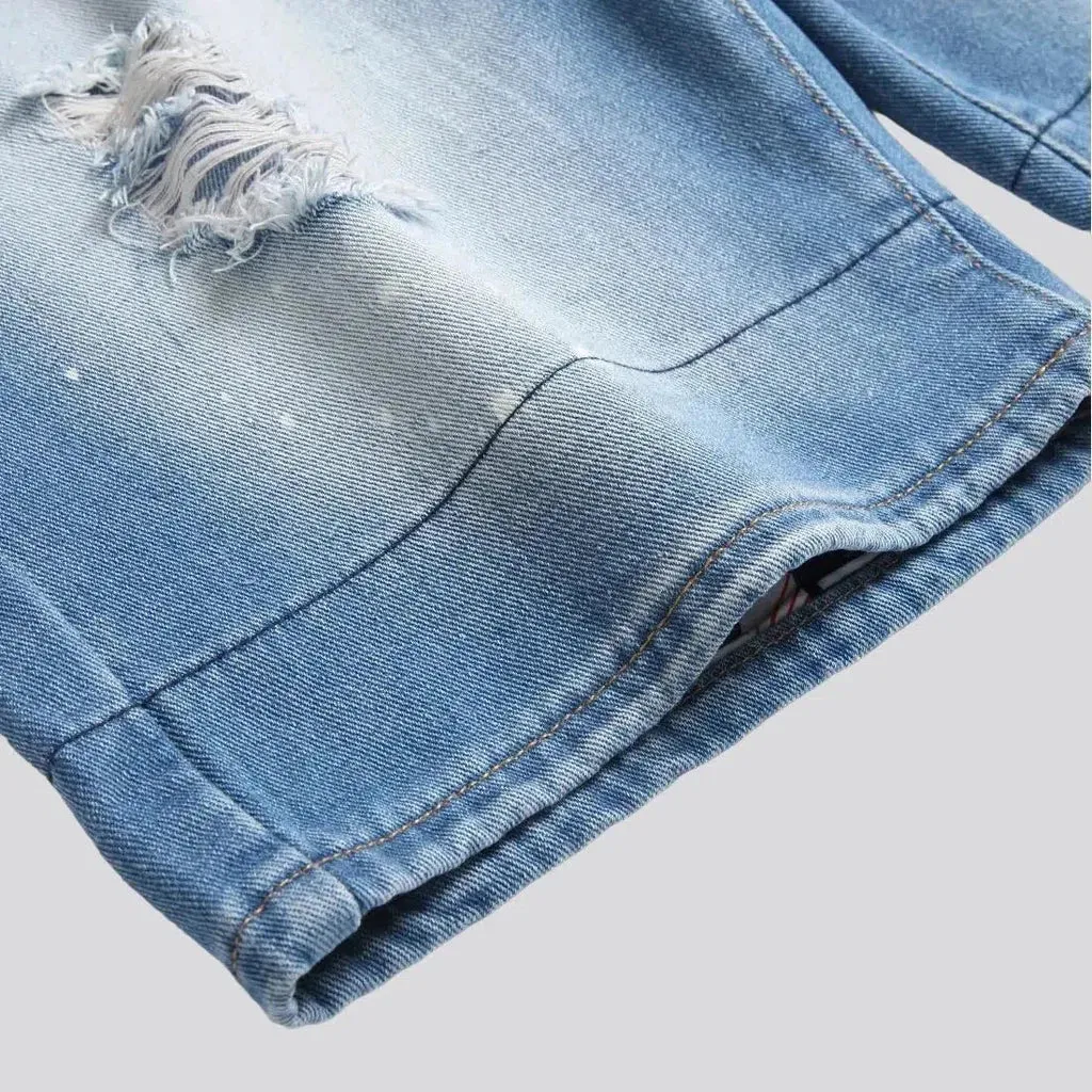 Ripped men's denim shorts