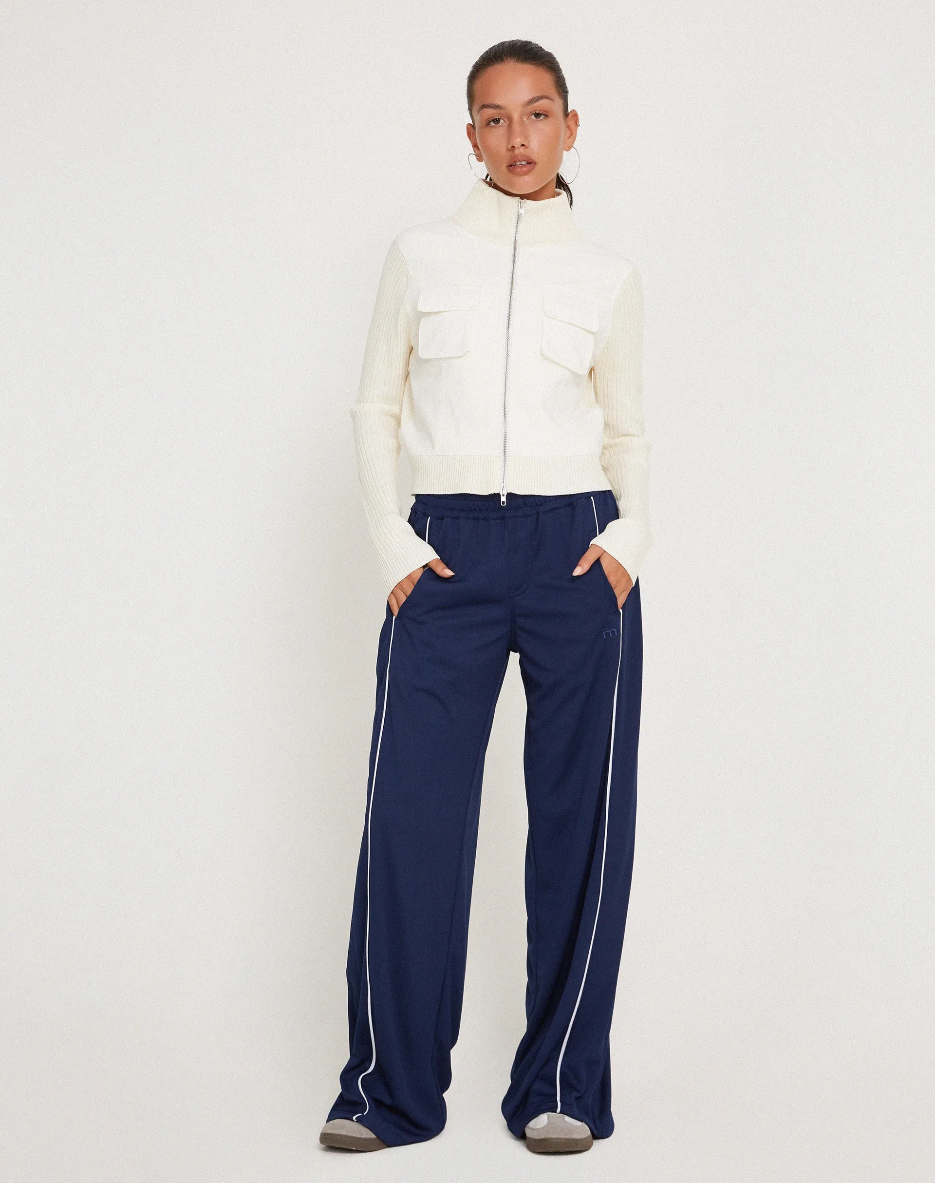 Shobi Wide Leg Jogger in Navy