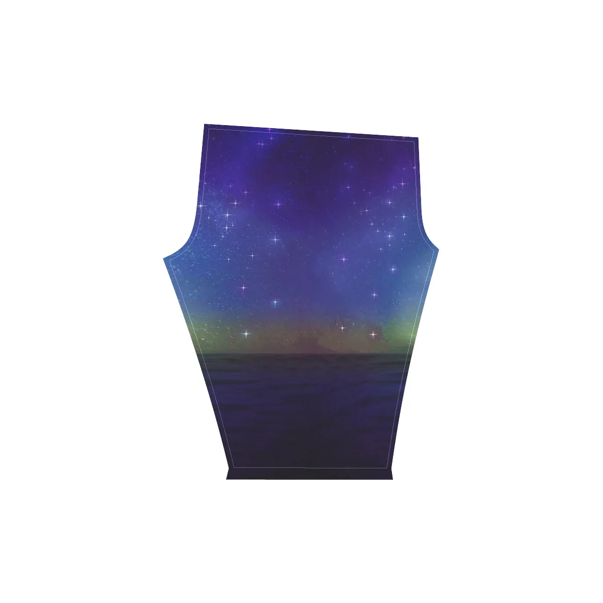 Starry Night on the sea Women's Low Rise Capri Leggings (Invisible Stitch)