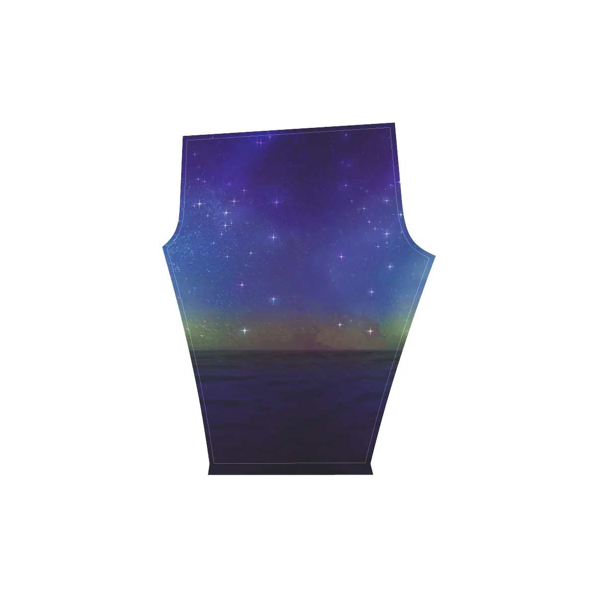 Starry Night on the sea Women's Low Rise Capri Leggings (Invisible Stitch)