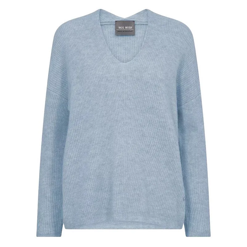 Thora V-Neck Knit Jumper in Cashmere Blue