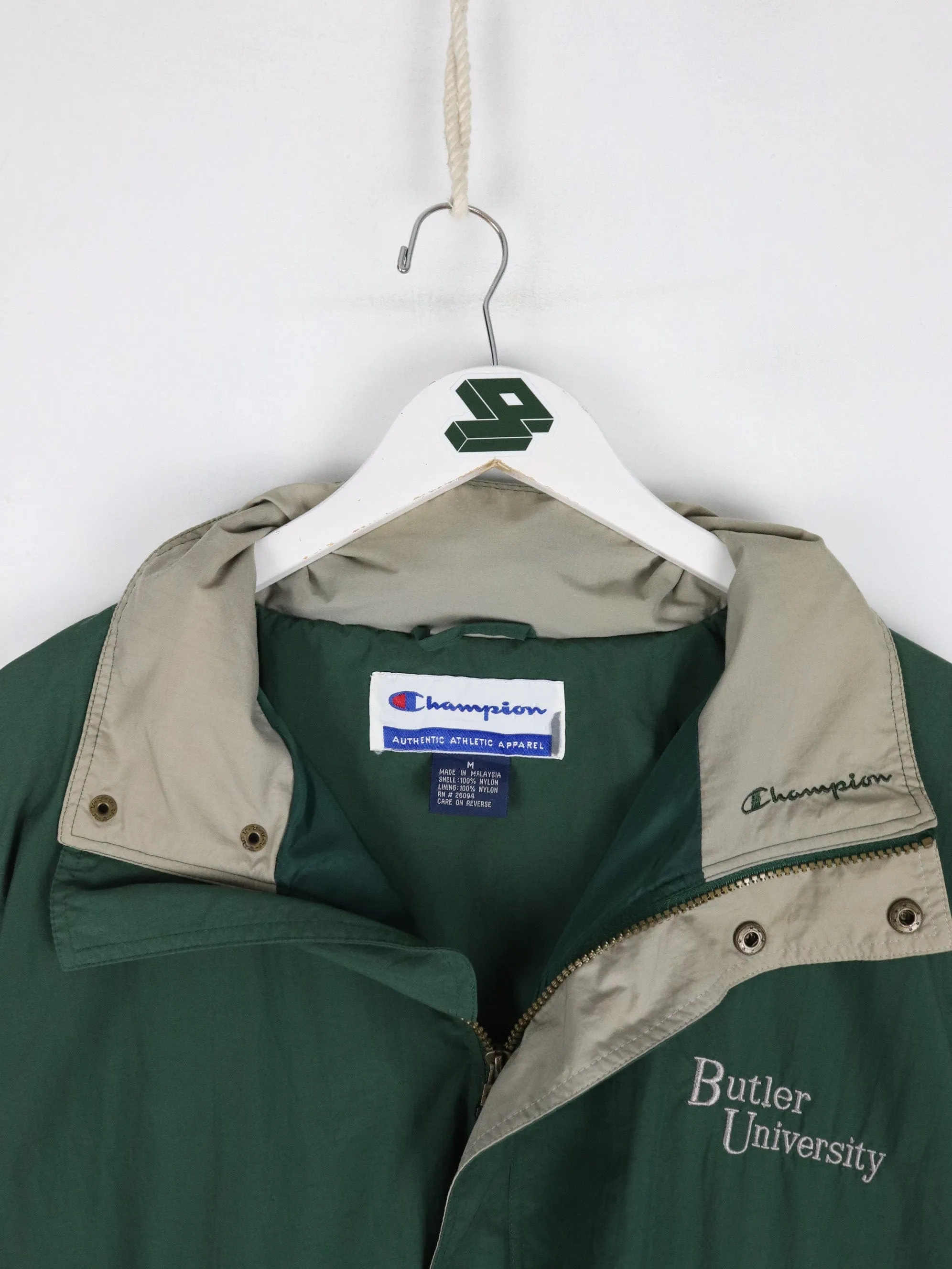 Vintage Butler University Jacket Mens Medium Green Windbreaker