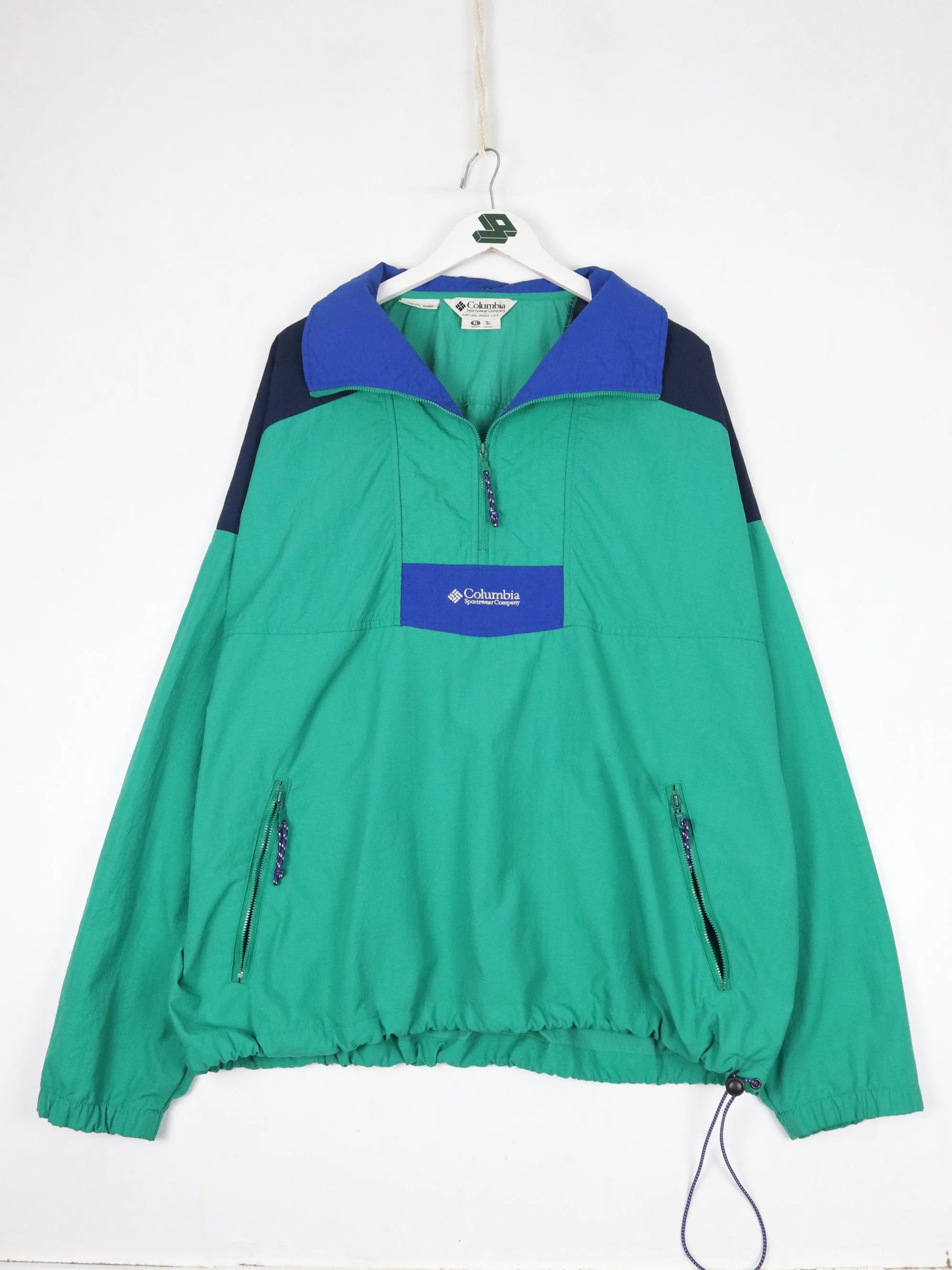 Vintage Columbia Windbreaker Mens XL Grene Anorak Jacket