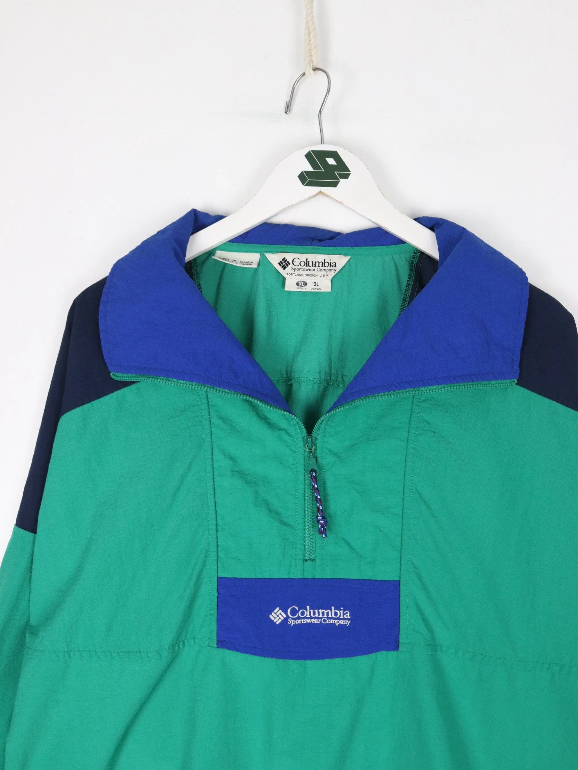 Vintage Columbia Windbreaker Mens XL Grene Anorak Jacket