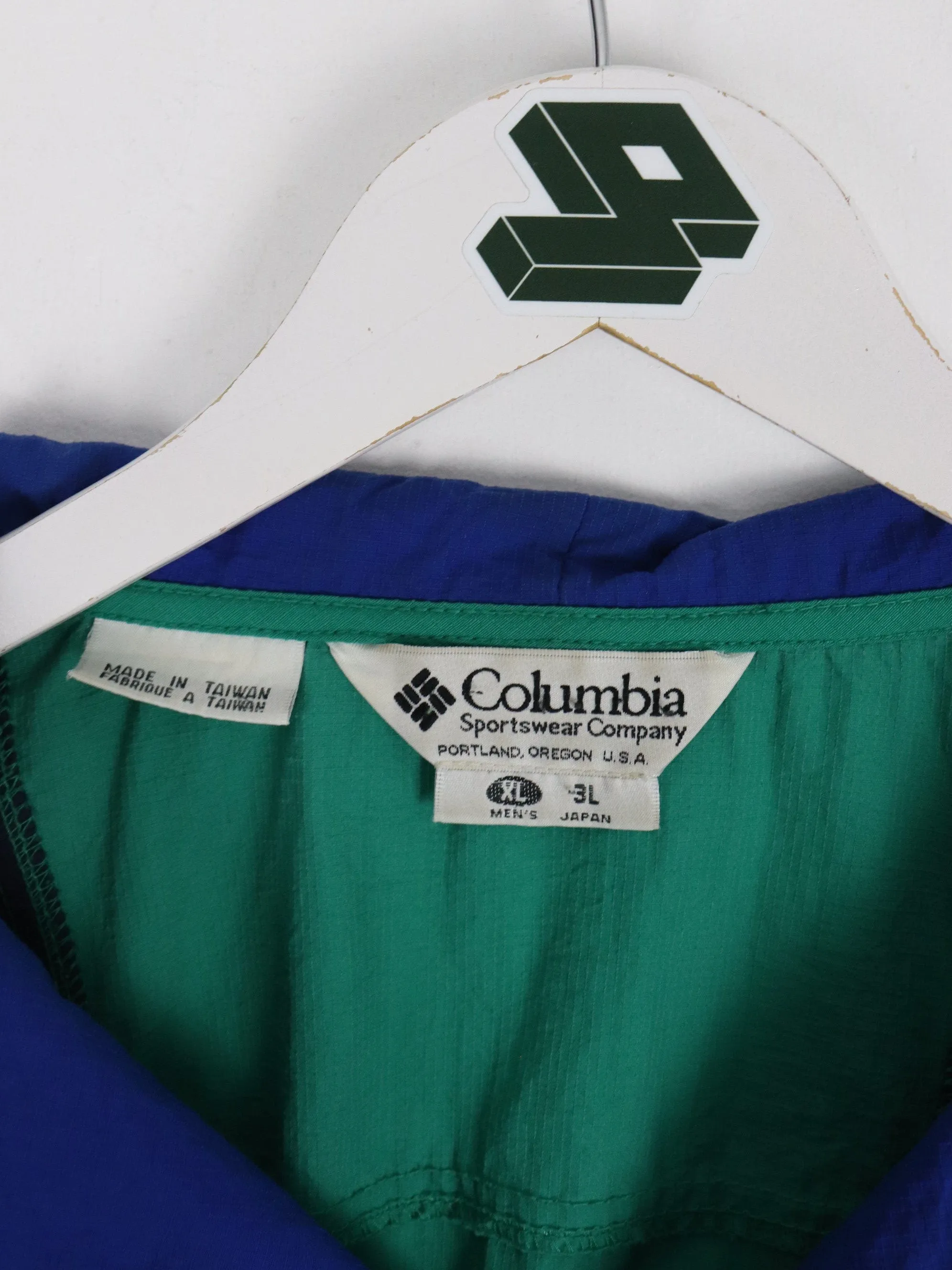 Vintage Columbia Windbreaker Mens XL Grene Anorak Jacket